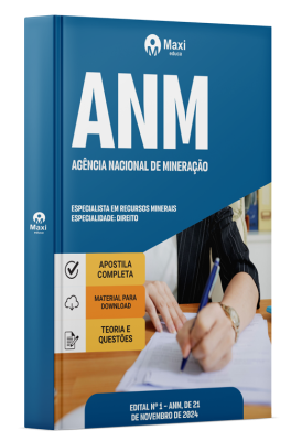 Apostila ANM 2024 - Especialista Em Recursos Minerais – Especialidade: Direito