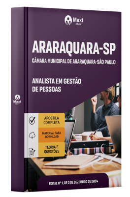 Apostila Câmara de  Araraquara-SP 2024 - Analista em Gestão de Pessoas
