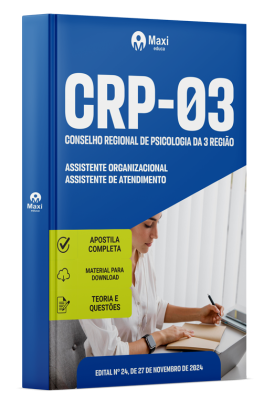 Apostila CRP 3 2024 - Assistente Organizacional – Assistente De Atendimento e Assistente Organizacional – Assistente De Atendimento – Subsede