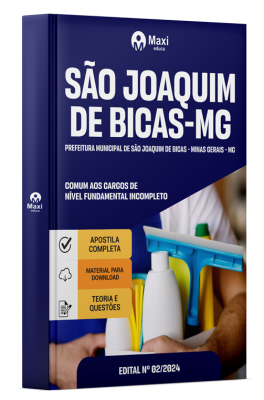 Apostila Prefeitura de São Joaquim de Bicas-MG 2024 - Comum aos cargos de Nível Fundamental Incompleto: Auxiliar De Serviços, Coletor De Lixo, Coveiro, Gari, Motorista, Operador De Máquina Pesada, Vigia.