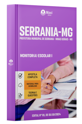 Apostila Prefeitura de Serrania - MG - 2024 - Monitor(A) Escolar I