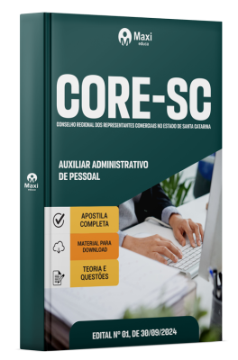 Apostila CORE-SC - 2024 - Auxiliar Administrativo de Pessoal