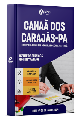 Apostila Prefeitura de Canaã dos Carajás - PA - 2024 - Agente de Serviços Administrativos