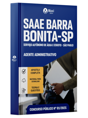 Apostila SAAE Barra Bonita - Serviço Autônomo de Água e Esgoto -  SP - 2025 - Agente Administrativo