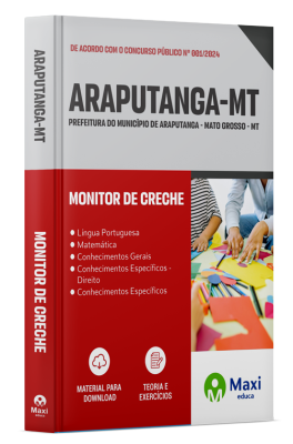 Apostila Prefeitura de Araputanga-MT 2024 - Monitor de Creche