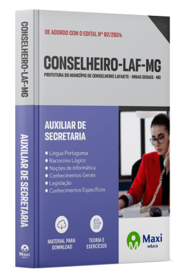 Apostila Prefeitura de Conselheiro Lafaiete-MG 2024 - Auxiliar de Secretaria