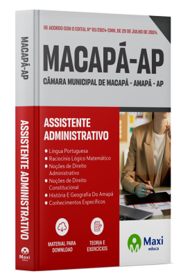 Apostila Prefeitura de Macapá - AP 2024 - Assistente administrativo