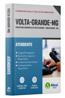 Apostila Prefeitura de Volta Grande-MG 2024 - Atendente