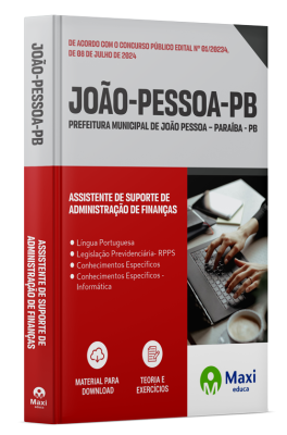 Apostila Prefeitura de João Pessoa - PB 2024 - Assistente de Suporte de Administração de Finanças
