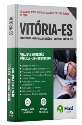 Apostila Prefeitura de Vitória - ES - 2024 - Analista em Gestão Pública – Administrador
