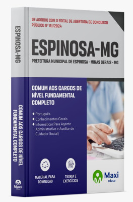 Apostila Prefeitura de Espinosa - MG - 2024 - Comum aos cargos de Nível Fundamental Completo