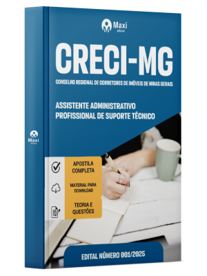 Apostila CRECI-MG - Conselho Regional de Corretores de Imóveis de Minas Gerais - 2025 - Assistente Administrativo - Profissional de Suporte Técnico