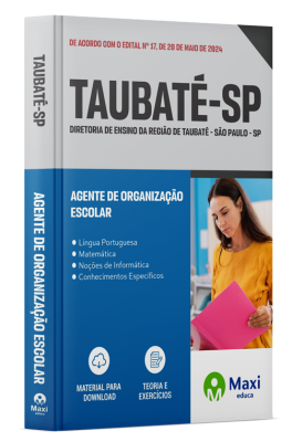 Apostila  Diretoria de Ensino da Região de Taubaté - SP - 2024 - Agente de Organização Escolar