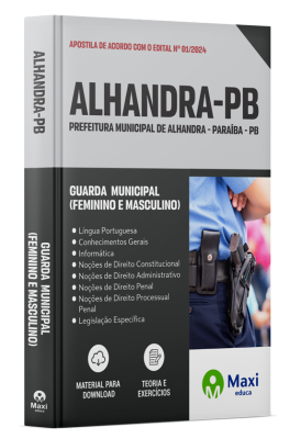 Apostila Prefeitura de Alhandra - PB - 2024 - Guarda  Municipal (Feminino e Masculino)