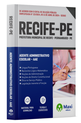 Apostila Prefeitura de Recife - PE - 2024 - Agente Administrativo Escolar – AAE