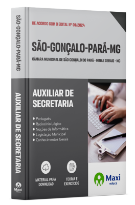 Apostila Câmara de São Gonçalo do Pará - MG - 2024 - Auxiliar de Secretaria