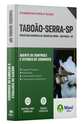 Apostila Prefeitura de Taboão da Serra - SP - 2024 - Agente de Controle e Vetores de Zoonoses