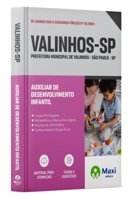 Apostila Prefeitura de Valinhos - SP - 2024 - Auxiliar de Desenvolvimento Infantil