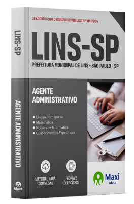 Apostila Prefeitura de Lins  - SP - 2024 - Agente Administrativo