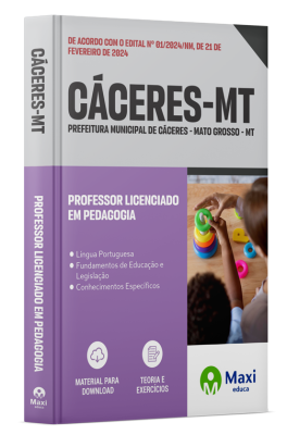 Apostila Prefeitura de Cáceres - MT - 2024 - Professor Licenciado em Pedagogia