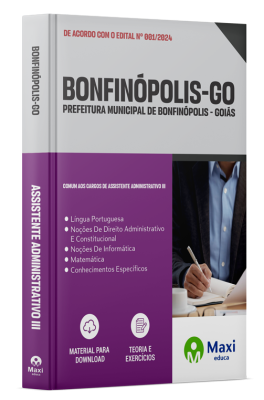 Apostila Prefeitura de Bonfinópolis-GO 2024 - Assistente Administrativo III