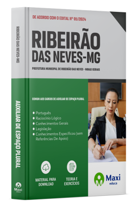 Apostila Prefeitura de Ribeirão das Neves-MG - 2024 - Auxiliar de Espaço Plural
