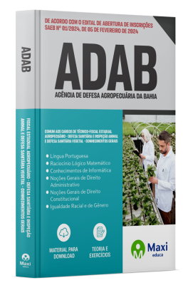 Apostila ADAB - 2024 - Fiscal Estadual Agropecuário - Defesa Sanitária e Inspeção Animal e Defesa Sanitária Vegetal - Conhecimentos Gerais