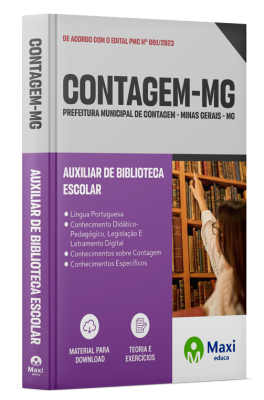 Apostila Prefeitura de Contagem - MG - 2024 - Auxiliar de Biblioteca Escolar