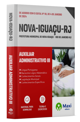 Apostila Prefeitura de Nova Iguaçu - RJ - 2024 - Auxiliar Administrativo III