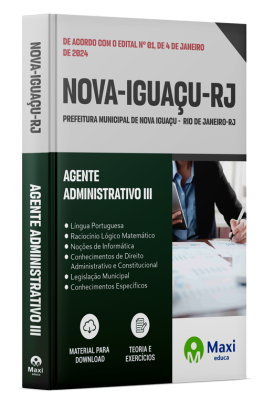 Apostila Prefeitura de Nova Iguaçu - RJ - 2024 - Agente Administrativo III