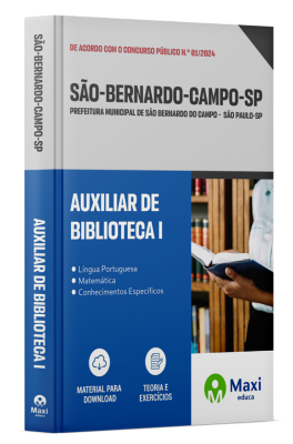 Apostila Prefeitura de São Bernardo do Campo - SP - 2024 - Auxiliar de Biblioteca I
