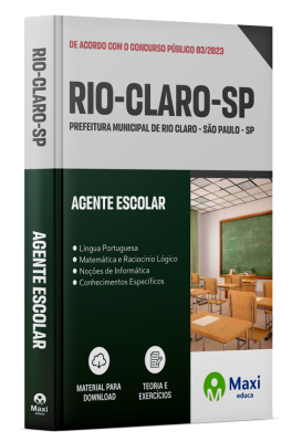 Apostila Prefeitura de Rio Claro - SP - 2024 - Agente Escolar