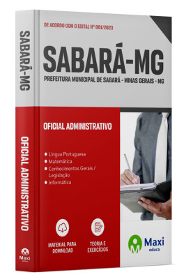 Apostila Prefeitura de Sabará  - MG - 2023 - Oficial Administrativo