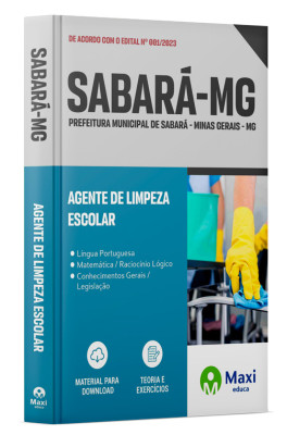 Apostila Prefeitura de Sabará  - MG - 2023 - Agente de Limpeza Escolar