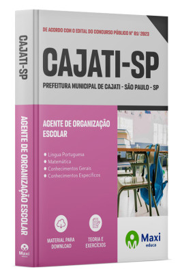 Apostila Prefeitura de Cajati - SP - 2023 - Agente De Organização Escolar