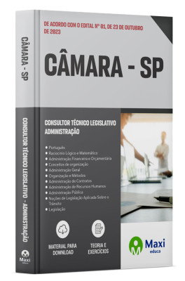 Apostila Câmara de SP 2023 - Consultor Técnico Legislativo  - Administração