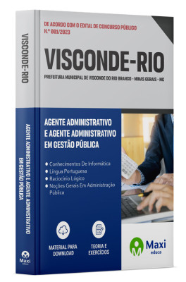 Apostila Prefeitura de Visconde do Rio Branco-MG 2023 - Agente Administrativo e Agente Administrativo em Gestão Pública