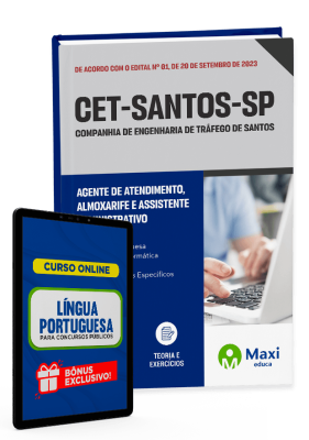 Apostila CET-SANTOS-SP - 2023 - Agente de Atendimento, Almoxarife e Assistente Administrativo