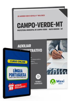 Apostila Prefeitura de Campo Verde - MT - 2023 - Auxiliar Administrativo