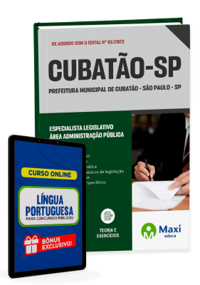Apostila Prefeitura de Cubatão  - SP - 2023 - Especialista Legislativo – Área Administração Pública
