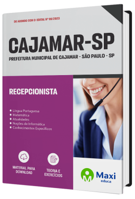Apostila Prefeitura  de Cajamar  - SP - 2023 - Recepcionista