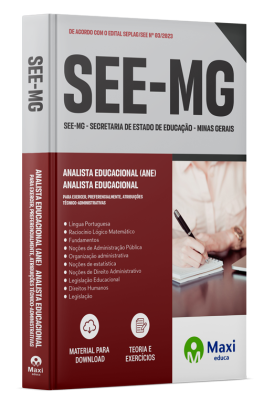 Apostila SEE-MG  2023 - Analista Educacional (ANE) - para exercer, preferencialmente, atribuições técnico-administrativas