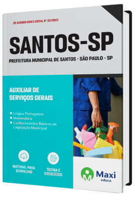 Apostila Prefeitura de Santos - SP - 2023 - Auxiliar de Serviços Gerais