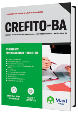 Apostila CREFITO 7 - BA - 2023 - Assistente Administrativo – Registro