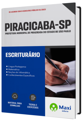 Apostila Prefeitura de Piracicaba - SP 2023 - Escriturário