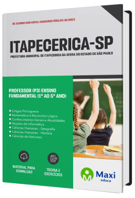Apostila Prefeitura de Itapecerica - SP 2023 - Professor (P3) – Ensino Fundamental (1º ao 5º ano)