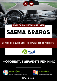 Apostila Serviço de Água e Esgoto do Município de Araras-SP - SAEMA Araras - Motorista e Servente Feminino