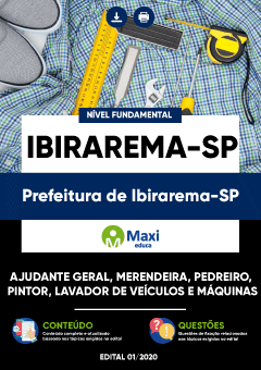 Apostila Prefeitura de Ibirarema-SP - Ajudante Geral, Merendeira, Pedreiro, Pintor, Lavador de Veículos e Máquinas