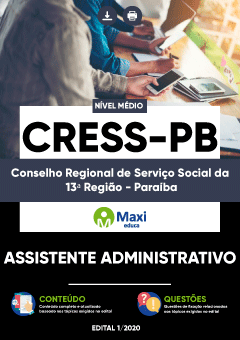 Apostila Conselho Regional de Serviço Social da 13ª Região - Paraíba - CRESS-PB - Assistente Administrativo
