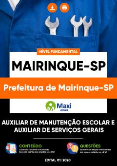 Apostila Prefeitura de Mairinque-SP - Auxiliar de Manutenção Escolar e Auxiliar de Serviços Gerais
